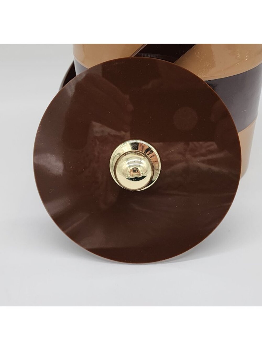 MCM Ice Bucket Brown Tan Stripe Acrylic and Plastic by Morgan Designs - Picture 7 of 9